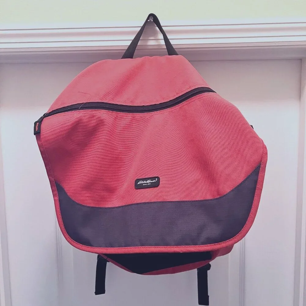 Eddie Bauer Satchel/Tote/Shoulder Travel Bag-School-Black/Burnet Orange-Large